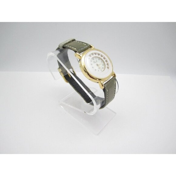 Vtg Pearl Rotating Heart Quartz WR Analog 31mm Round Watch (H729) "New Battery" - Picture 4 of 9